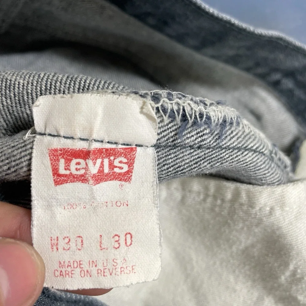 Vintage Levis 501 Jeans Mens 30x30 (fit 29x29) Black Gray Made in USA 90s Button